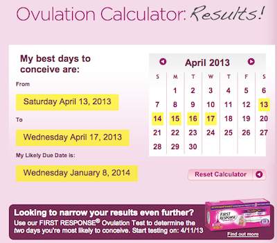 calculator ovulation response pregnancy babymed calendar wrong gets pregnant many