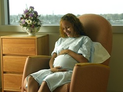 Pregnant in labor and delivery room