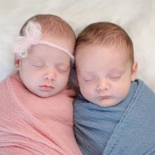 twin newborn babies boy and girl 