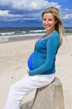 Pregnant on beach