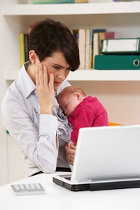 Working mother and newborn